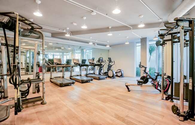 Fully equipped fitness center at Dogpatch, San Francisco