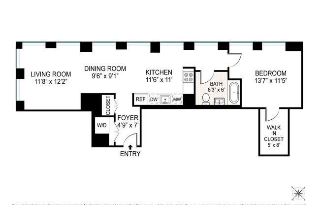 1 bed, 1 bath, 777 sqft, $7,800, Unit 9E