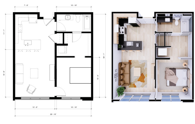 1 bed, 1 bath, 664 sqft, $1,640