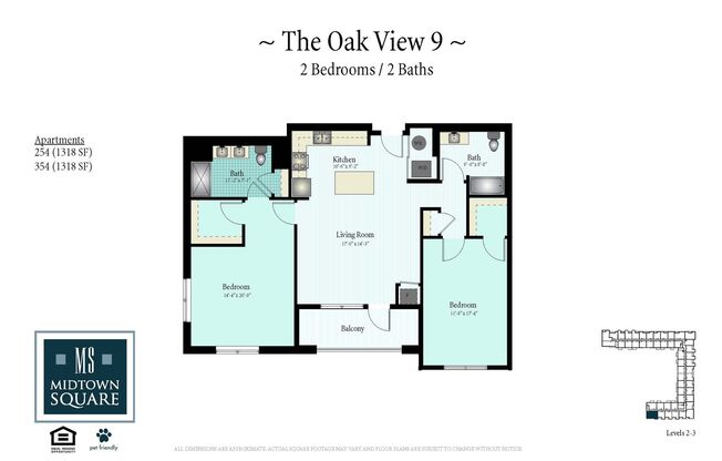 2 beds, 2 baths, 1,318 sqft, $3,412, Unit 354