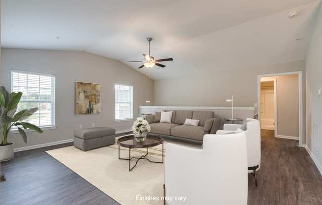 a living room with a couch and a coffee table