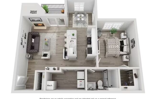 1 bed, 1 bath, 676 sqft, $875