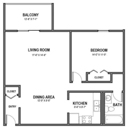 1 bed, 1 bath, 800 sqft, $1,071
