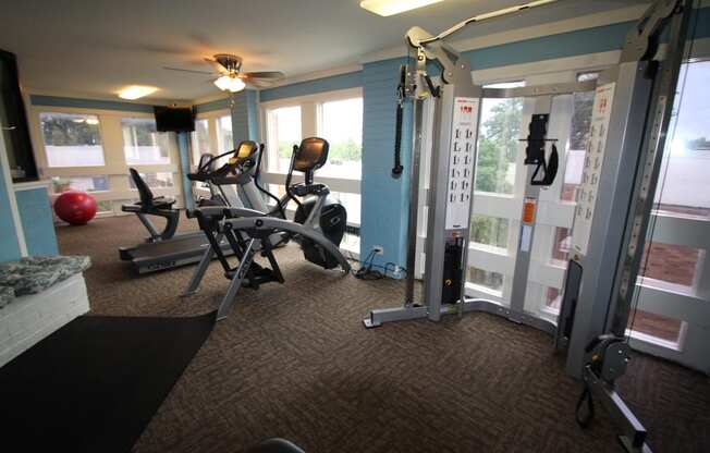 This is a picture of the fitness center at Cambridge Court Apartments in Dallas, TX