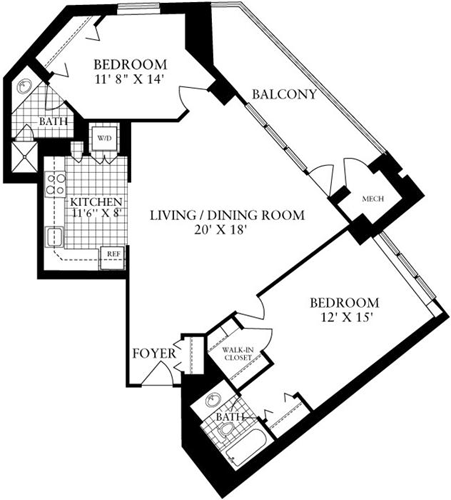 2 beds, 2 baths, 985 sqft, $3,265, Unit 0233