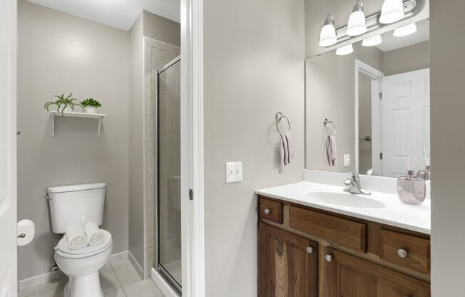 Bathroom interior at The Riverwood, Minnesota, 55118