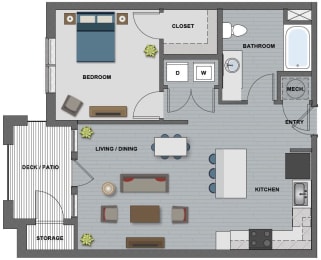 1 bed, 1 bath, 734 sqft, $1,479