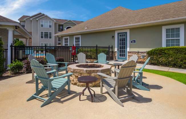 Cozy outdoor firepit area ideal for social gatherings at Angel Landing apartments in Pensacola, FL