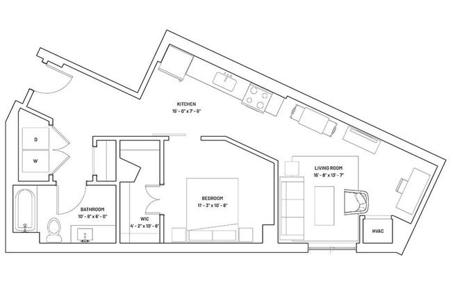 1 bed, 1 bath, 712 sqft, $1,688