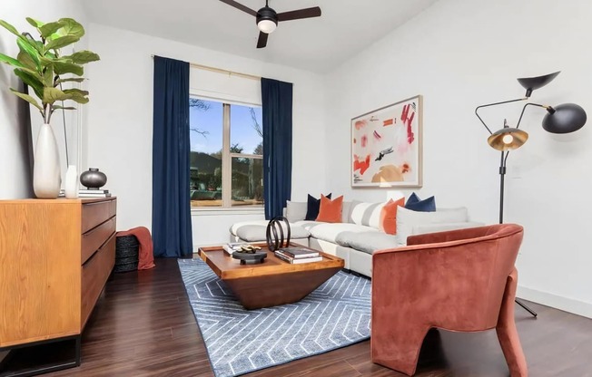 Living Room with Ceiling Fan