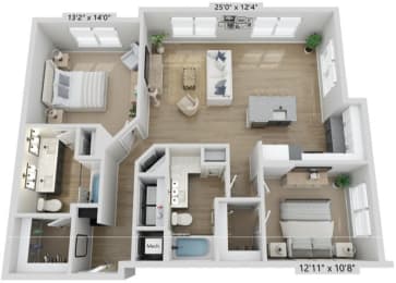 2 beds, 2 baths, 1,225 sqft, $1,816
