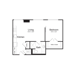 1 bed, 1 bath, 615 sqft, $1,589