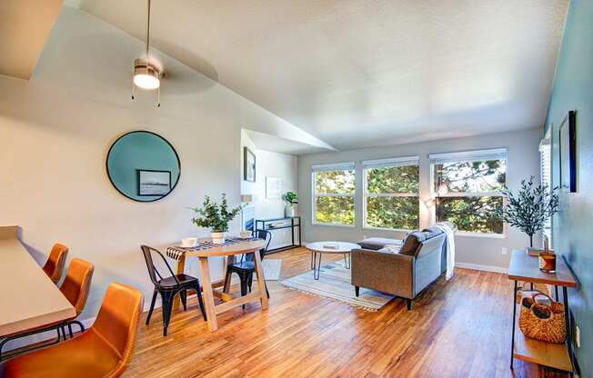 Everett Apartments- The Lynx Living Room with Hardwood Floors