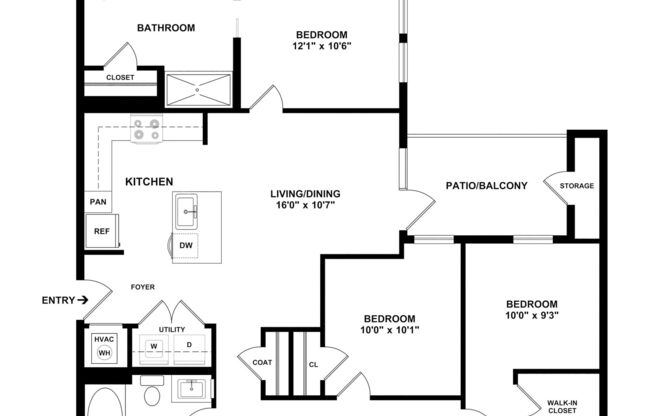 3 beds, 2 baths, 1,166 sqft, $1,595