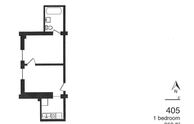 1 bed, 1 bath, 295 sqft, $555, Unit 405