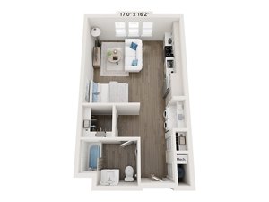 Studio, 1 bath, 538 sqft, $1,755