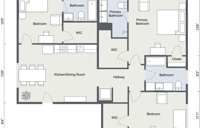 3 beds, 3 baths, 1,140 sqft, $3,895, Unit 210
