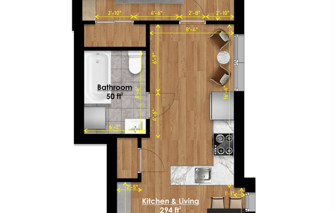 1 bed, 1 bath, 544 sqft, $1,620, Unit 1