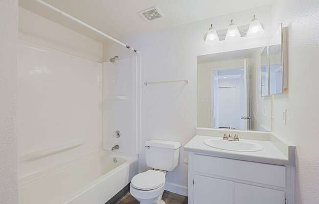 a bathroom with a sink toilet and a tub