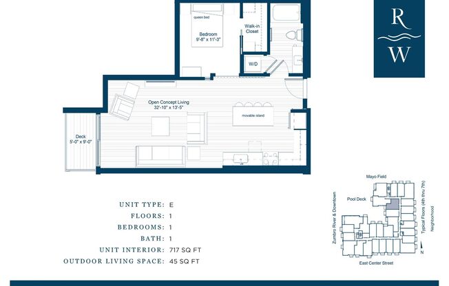 1 bed, 1 bath, 717 sqft, $1,795, Unit 323