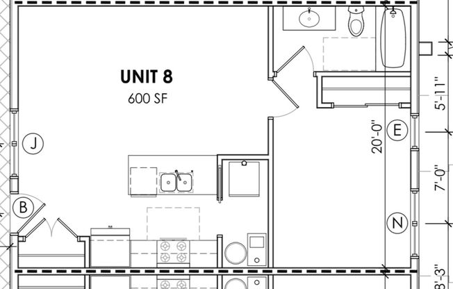 1 bed, 1 bath, 600 sqft, $1,500, Unit 8