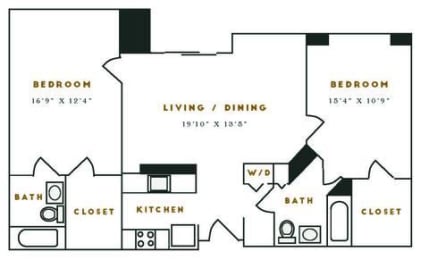 2 beds, 2 baths, 1,090 sqft, $4,035
