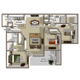 3 beds, 2 baths, 1,287 sqft, $1,913