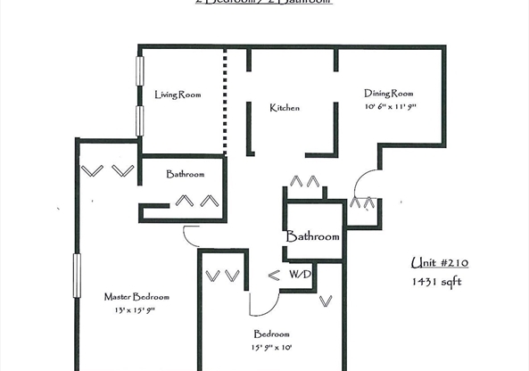 2 beds, 2 baths, 1,431 sqft, $3,225, Unit 210