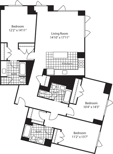 3 beds, 2 baths, 1,651 sqft, $7,677, Unit 712