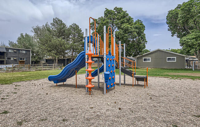 our playground is equipped with a variety of slides and equipment