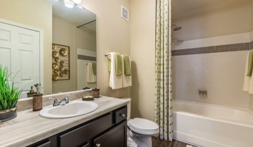 a bathroom with a sink toilet and a bath tub at Echo at Lake Norman, Mooresville