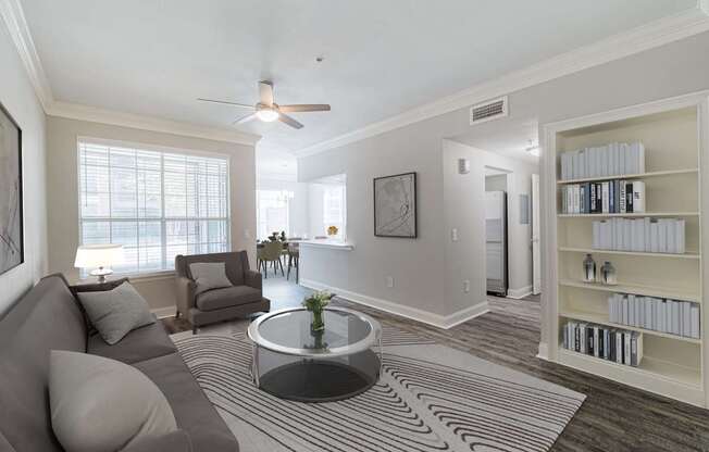 a living room with a couch and a coffee table