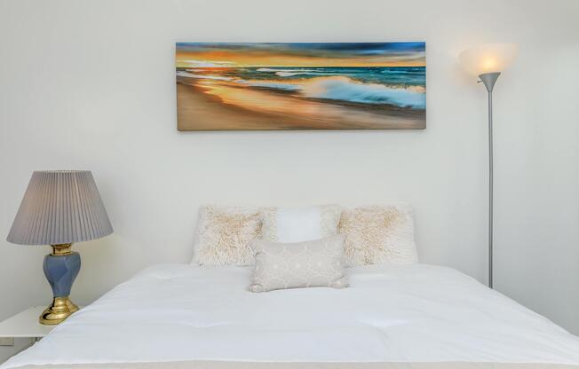 bedroom with white bedding