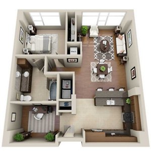 1 bed, 1 bath, 962 sqft, $3,580