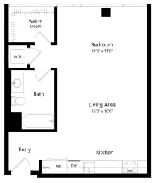 Studio, 1 bath, 637 sqft, $2,560