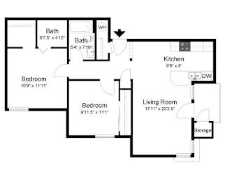 2 beds, 2 baths, 875 sqft, $1,949