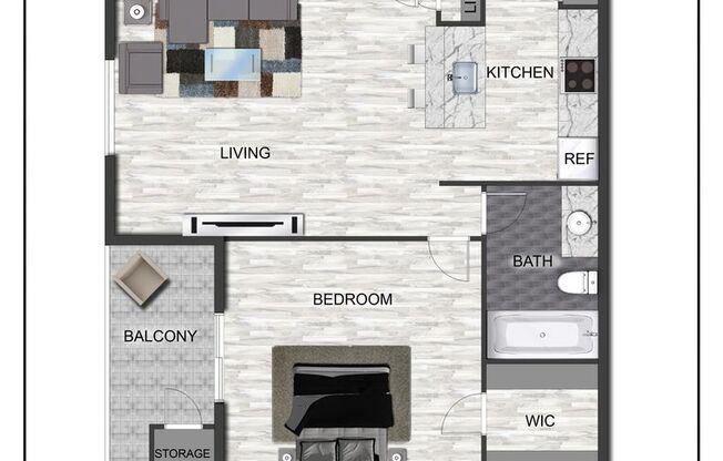 1 bed, 1 bath, 550 sqft, $979, Unit 2041