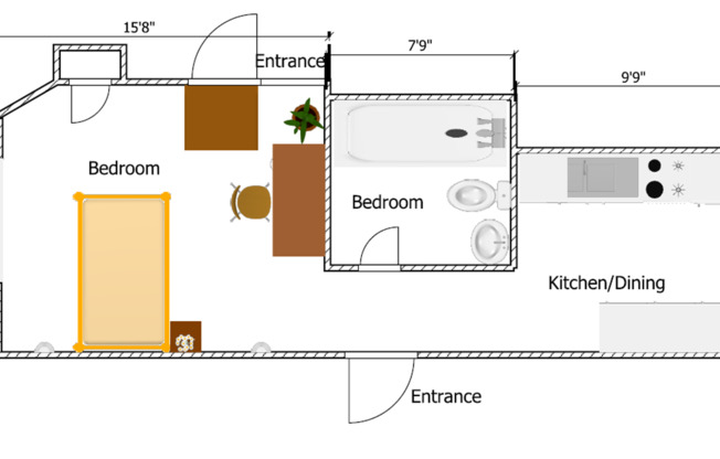 1 bed, 1 bath, 600 sqft, $725, Unit 1