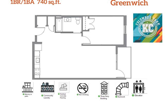 1 bed, 1 bath, 740 sqft, $999, Unit 5-304