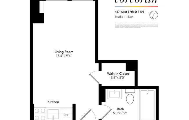 Studio, 1 bath, $2,800, Unit 108