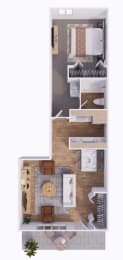1 bed, 1 bath, 650 sqft, $884