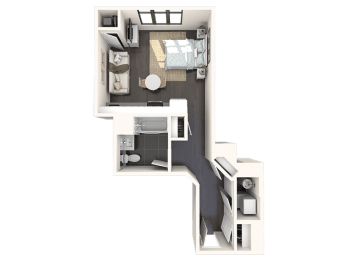 Studio, 1 bath, 491 sqft, $2,310