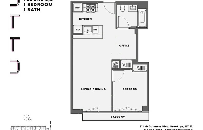 1 bed, 1 bath, $4,350, Unit 525