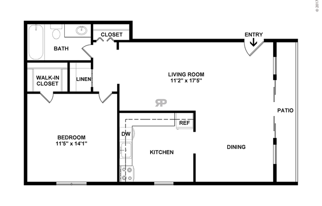1 bed, 1 bath, 870 sqft, $980