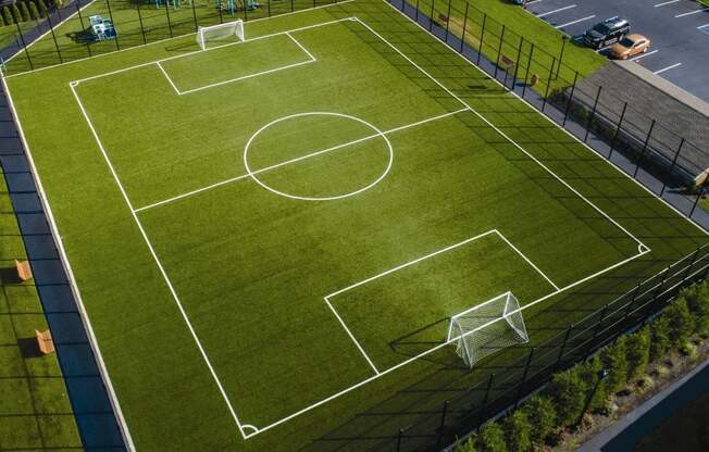 overhead of outdoor soccer field at Heatherwood House at Ronkonkoma, New York, 11779