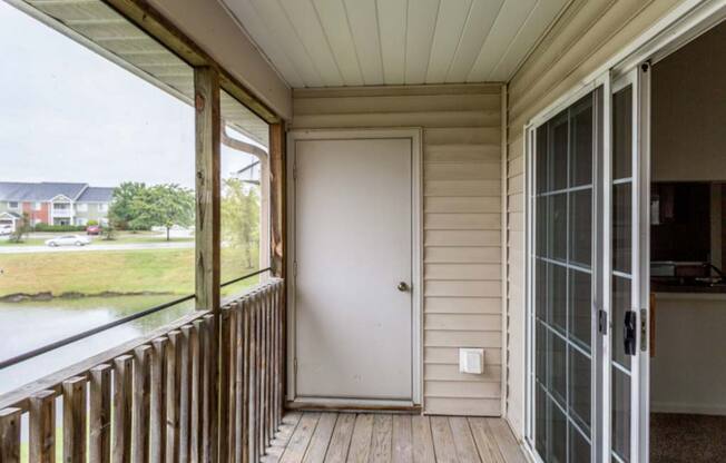 Spacious screened-in private balcony with storage  at Bexley Village, Greenwood, 46143