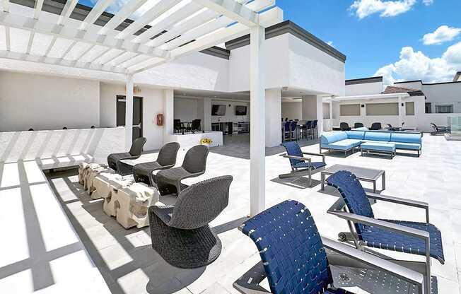 Partially shaded rooftop terrace