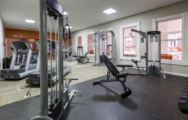 Fitness Center With Modern Equipment at The Falls, Raleigh