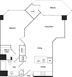 1 bed, 2 baths, 607 sqft, $2,340
