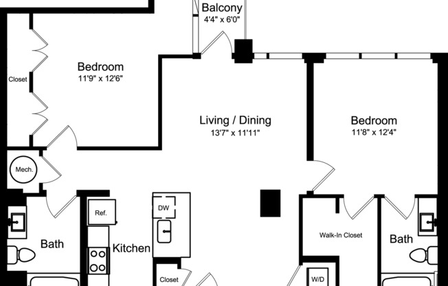 2 beds, 2 baths, 1,084 sqft, $3,715, Unit 706